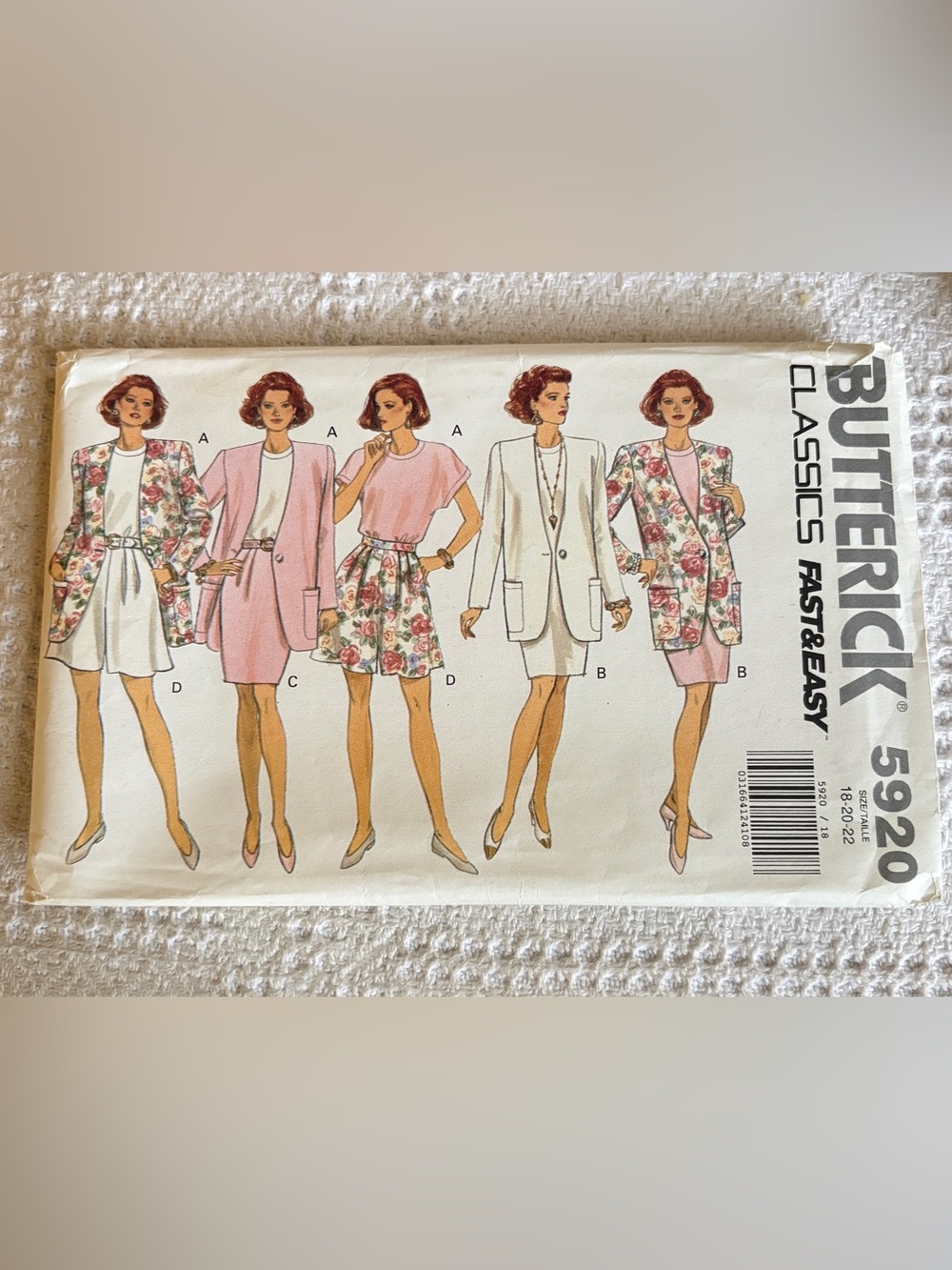 Vintage Butterick Pattern 5920 for Misses’ Dress, Jacket, Skirt, Top, & Shorts
